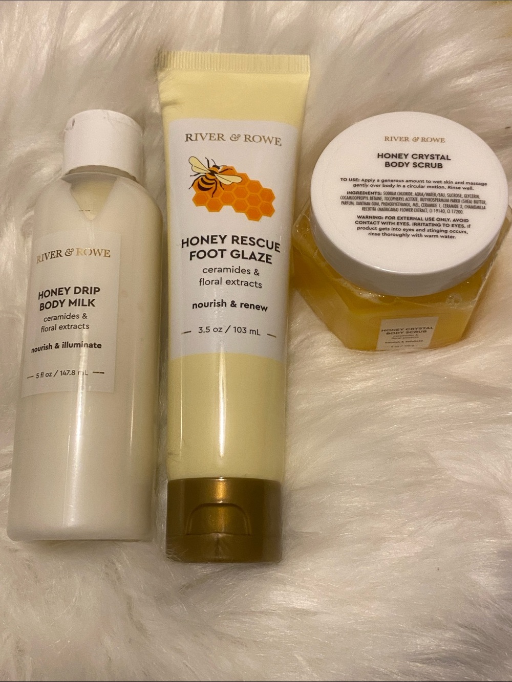 River and Rowe 3 Piece Set, Body Lotion, Scrub and Foot Glaze NWT